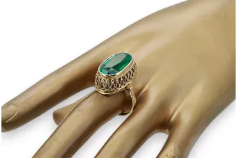 Anillo Joyería vintage Esmeralda Oro amarillo de 14 quilates vrc129y